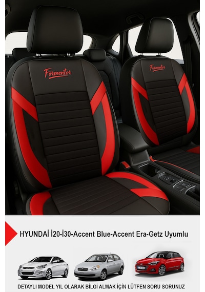 Formentor Tay Tüyü Oto Koltuk Kılıfı Hyundai İ20-i30-accent-blue-era-getz Uyumlu Kırmızı