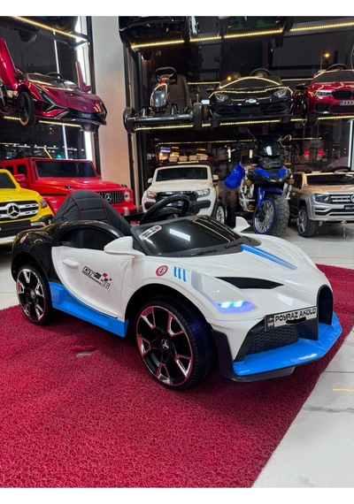 Poyraz Akülü Bugatti Güçlü Motorlu 12v Akülü Araba Özel Plaka Mavi