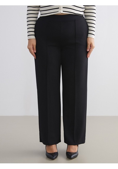 Lcwaıkıkı Classic Siyah Büyük Beden Standart Fit Geniş Paça Kadın Pantolon
