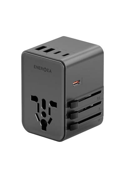 Energea Travelworld Universal Gan70 1 Adet 70w Type C 2 Adet 15w Type C Ve 2 Adet 15w Usb Çıkışlı Pd Hızlı Şarj Aleti - Siyah