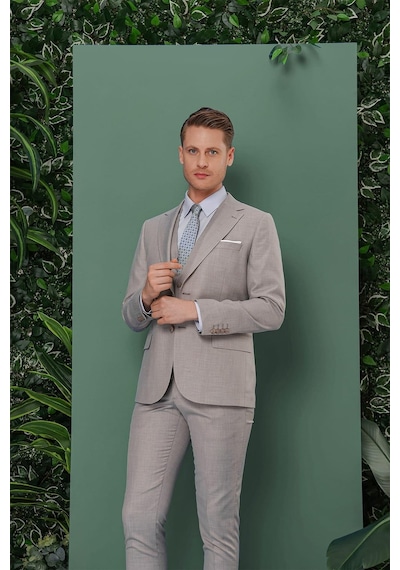 Efor Tk 871 Slim Fit Gri Klasik Takım Elbise Gri