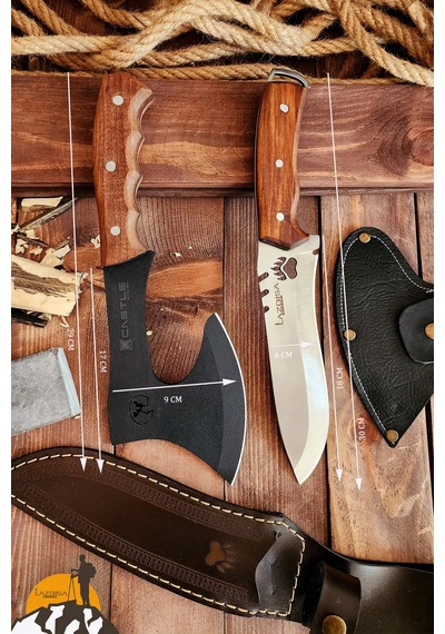 2 Li Outdoor Balta Bıçak Set Kamp Baltası Bıçağı Budama Baltası -