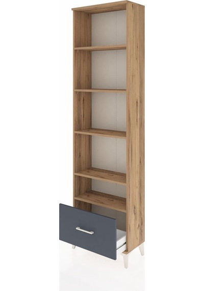 Arges Dolap 5 Raflı Tek Çekmeceli 60x30x221 Çam-antrasit Atlas Çam