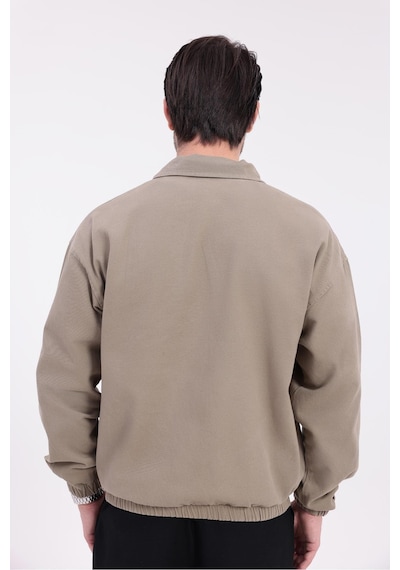 Erkek Gabardin Kumaş Fermuarlı Oversize Mevsimlik Ceket-144 Haki