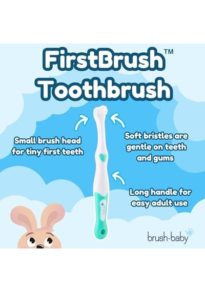Baby Sonic Brush-baby İlk Diş Fırçası Ve Diş Kaşıyıcı Set, Bebeğinizin İlk Ağız Bakım Seti Açık Bej