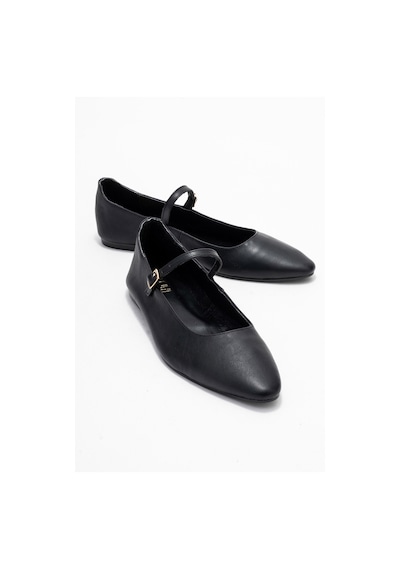 Luvishoes Luvi Shoes Lunaıre Siyah Hakiki Deri Tek Bantlı Sivri Burun Kadın Babet Ayakkabı Siyah