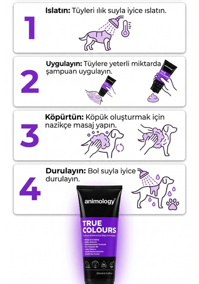 Animology True Colours Renkli Tüylü Köpekler İçin Özel Şampuan 250 Ml