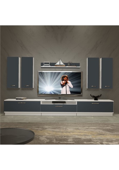 Decoraktiv Trendstyle 8d Mdf Tv Ünitesi Tv Sehpası Beyaz - Antrasit