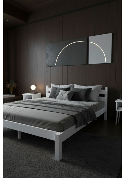 Renazzo Letto Masif Ahşap Karyola Beyaz 140x200 Beyaz - 140 X 200