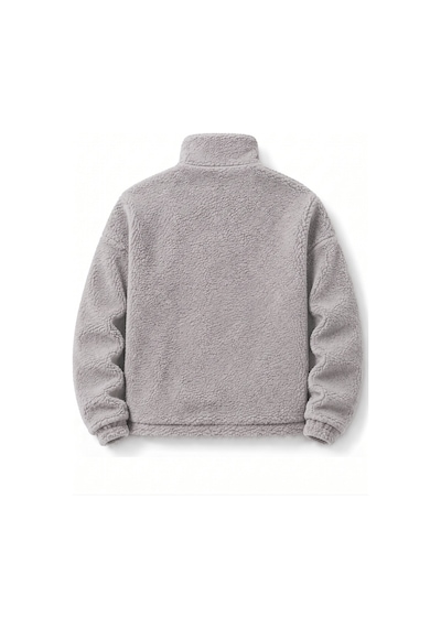 Genius Store Oversize Peluş Erkek İçi Polarlı Tam Fermuarlı Sherpa Sonbahar Kış Kadın Polar Sweatshirt Oversıze-pelus Gri