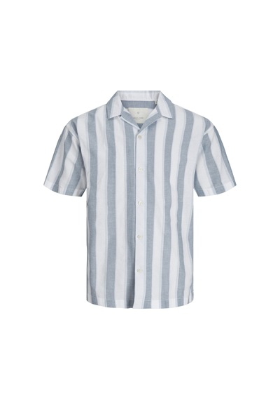 Jack & Jones Erkek Keten Karisimli Çizgili Gömlek - Ccsummer 12251116 Captains Blue Mavi