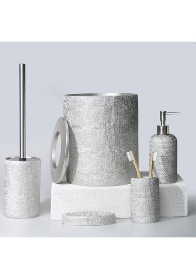 Selim Dekor Natural Banyo Seti Gümüş