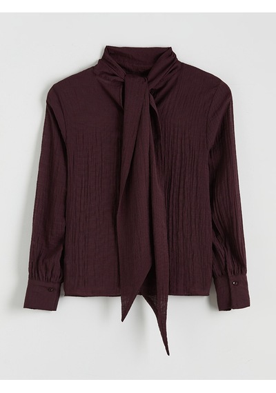 Lcwaıkıkı Classic Bordo Dik Yaka Dokulu Bluz