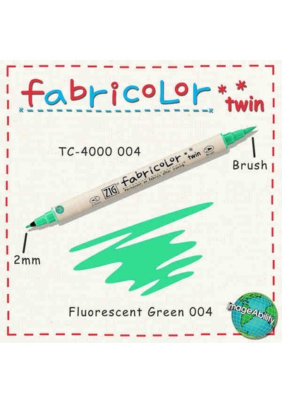 Zig Fabricolor Twin Çift Uçlu Kumaş Boyama Kalemi Floresan Green