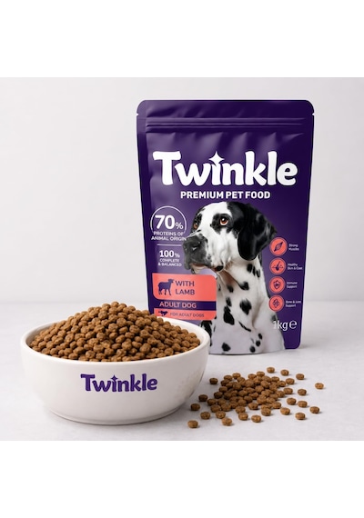 Twinkle Kuzulu Yetişkin Köpek Maması 1 Kg - Kuzu Etli Kuru Köpek Maması -%70 Hayvansal Protein - Tam Ve Dengeli Beslenme - Tüy Ve Deri Desteği