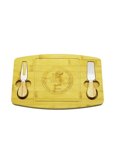 Bıçak Sağ-sol 19x29cm -1.5cm Ahşap Bambu Kahvaltı Peynir Sunum Tabak 2peynir Bıçak Ahşap Saplı 5047 2ligülçerçeveligold