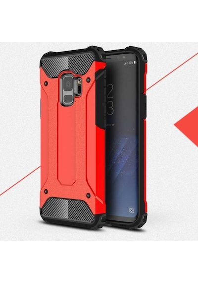Kilifone - Samsung Uyumlu Galaxy S9 - Kılıf Çift Katman Zırh Tank Crash Military Kapak - Kırmızı