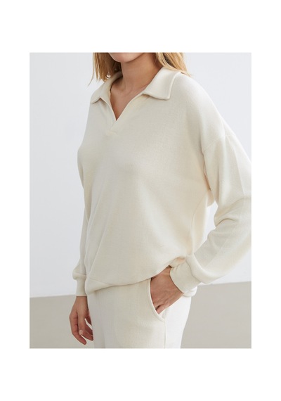 Lcw Dream Bej Polo Yaka Kadın Pijama Takımı