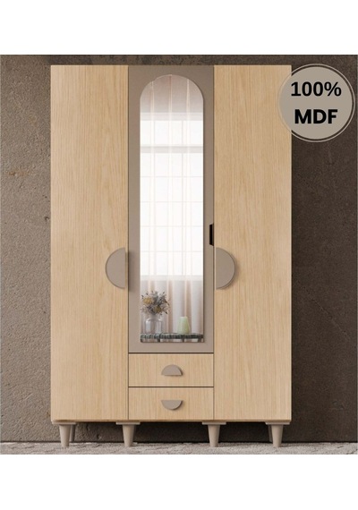 Ladin 3 Kapak Mdf Ayaklı Tasarım Gardırop Rota