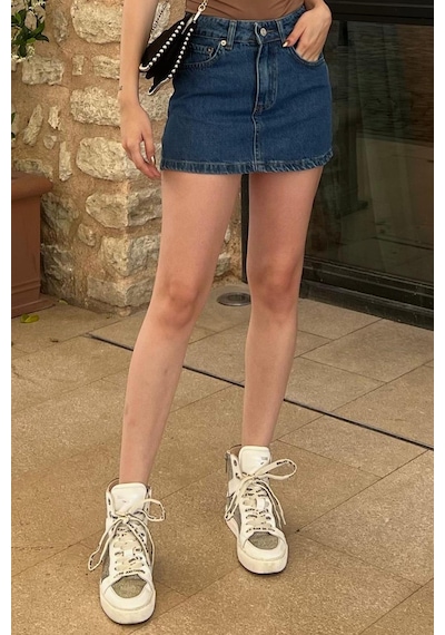 Madmext Mavi Mini Jean Etek Mg2099 Mavi
