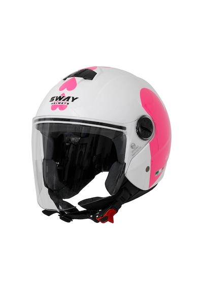 Sway Sw 715 Heart Yarım Kask Beyaz Pembe