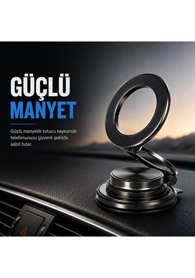 Armor Series Hp-aa02 Güçlü Manyetik Araç İçi Telefon Tutucu - Dayanıklı Çinko Alaşım Gövde Ve Katlanabilir Mıknatıslı Torpido/konsol Üstü Araç Tutacağı
