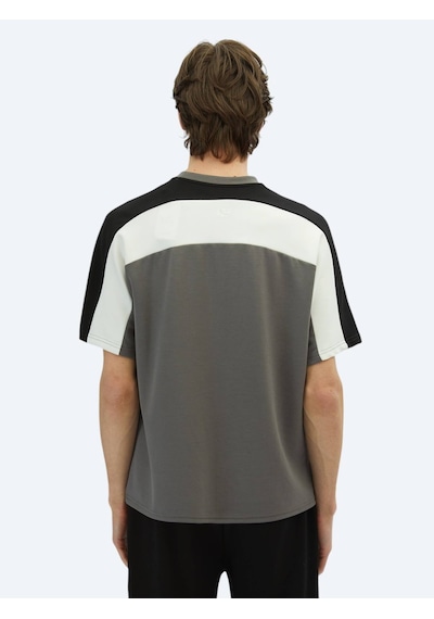 Kip Antrasit Düz Bisiklet Yaka T-shirt Antrasit