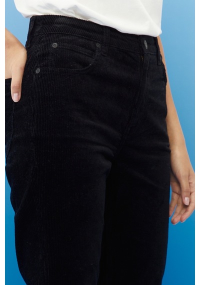 Lee Carol Cropped Straight Fit Yüksek Bel Esnek Jean Kot Pantolon L30UBF01 Siyah