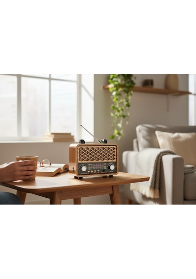 Rt-735a Nostaljik Trend Radyo,güneş Panelli Eskitme Radyo Bluetooth Özellikli