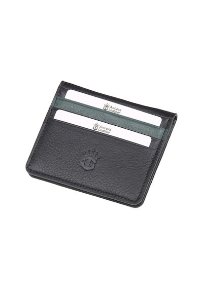 Ancora Leather Hakiki Deri Para Bölmeli Çıtçıtlı Portföy-unisex-26210 Siyah - Yeşil