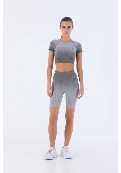 Maraton Sportswear Slimfit Kadın Bisiklet Yaka Kısa Kol Basic Siyah Crop Top 811030 SIYAH Siyah