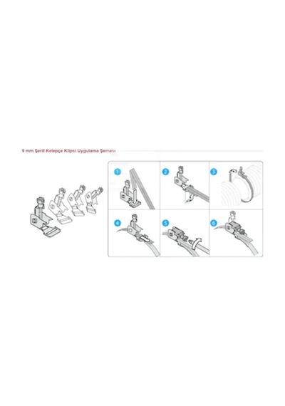 Metal Rulo Kelepçe Bağlantı Klipsi 9mm - 50 Adet Standart
