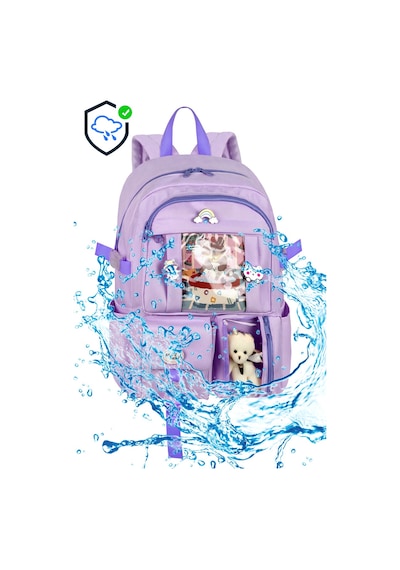 Waddell Kore Kawaii Tarzı Okul Sırt Çantası,günlük Sırt Çantası Termal Beslenme Çantası Ve Kalemlik Lila