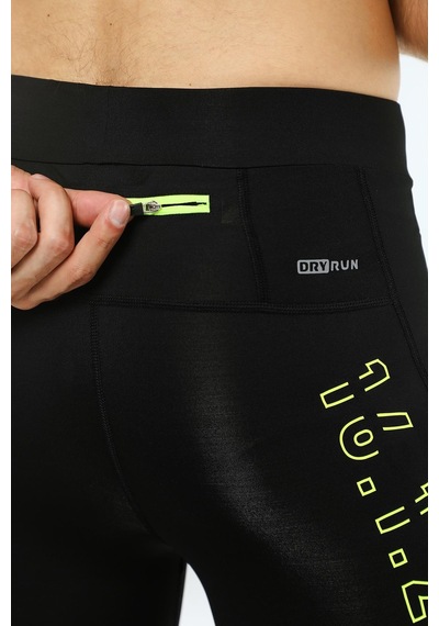 Maraton Sportswear Slimfit Erkek Basic Siyah-neonsarı Tayt 20100-siyah-neonsarı