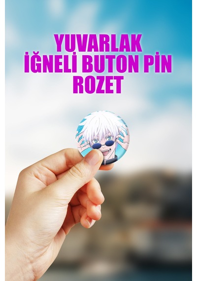 Satoru Gojo Jujutsu Kaisen Çanta Süsü Rozet İğneli Buton Rozet Seti 1 Adet Tekli