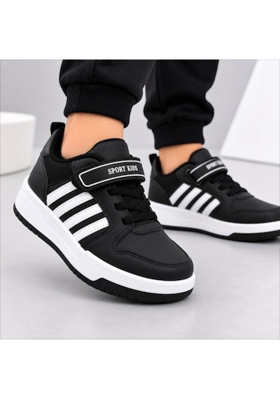 Black Flex Çocuk Cırtlı Sneaker Ayakkabı Siyah 31-35 2651 Sıyah