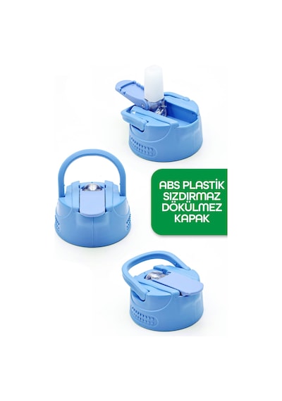 Paslanmaz 304 Çelik Matara Pipetli Motivasyon Matarası Suluğu 304 Çelik Suluk Mavi 750 Ml 1156 Mavi