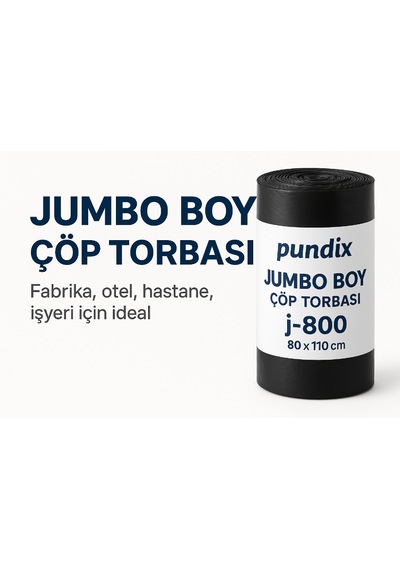 Pundix Pundıx J800 Jumbo Boy Çöp Torbası 80x110 Cm 1 Koli 10 Rulo X 10 Adet Profesyonel Endüstriyel Kullanım Dayanıklı, Sızdırmaz Ve Geniş Hacimli Çöp Poşeti