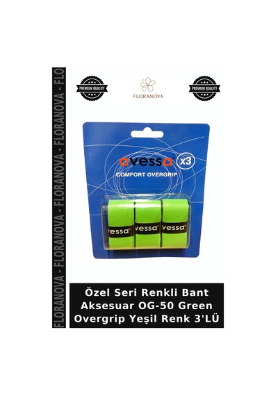 Özel Seri Renkli Bant Aksesuar Og-50 Green Overgrip Yeşil Renk 3'lü