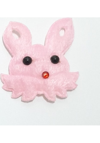 Tavşan Pembe Süsleme Kumaş Sticker 100 Adet Pembe