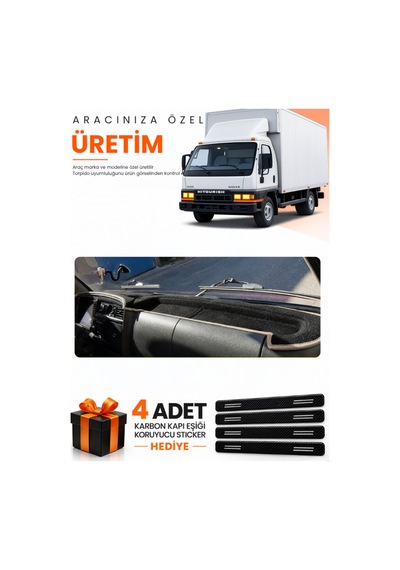 Mıtsubıshı Canter Fe639 1996-2005 Uyumlu Torpido Koruma Örtüsü Oto Kılıfı - Siyah Bej