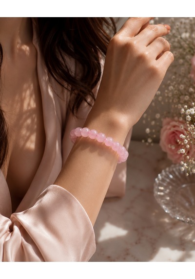 Doğal Pembe Kuvars Bileklik - Sevgi Ve Doğal Taş Enerjisi Açık Pembe
