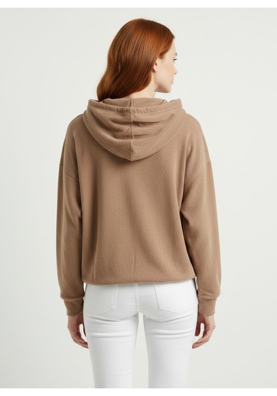 Neden Tekstil Kadın Kapüşonlu Basic Regular Fit Sweatshirt - Açık Pembe