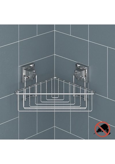 Teknotel Easyfıx Yapışkanlı Tek Katlı Banyo Köşe Rafı Krom Ef251 Krom