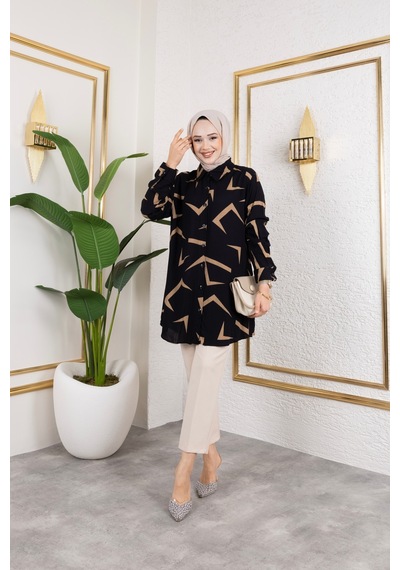 Hira Life Fashion Kadın Tesettür Giyim Ve Spor Giyime Uygun Düğme Detaylı Şık Desenli Dokuma Viskon Gömlek-tunik Siyah 3 Siyah 3 Hira Life Fashion Kadın Tesettür Giyim Ve Spor Giyime Uygun Düğme Detaylı Şık Desenli Dokuma Viskon Gömlek-tunik Siyah 3 Siyah 3