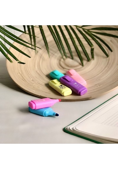 Mini Fosforlu Kalem 6'lı Öğrenci Işaretleme Kalemi - Pastel Renkler Ho0184 Çok Renkli