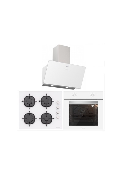Silverline BO6501W01 - CS5335W01 - 3457 Soho 60 Beyaz Cam Ankastre Set