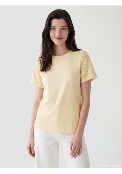 Lcw Comfort Sarı Bisiklet Yaka Brode Detaylı Bluz