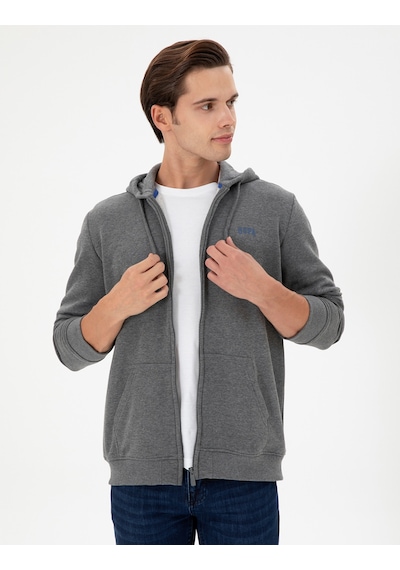 U.S. Polo Assn. Erkek Antrasit Melanj Şardonlu Örme Hırka 50293146-VR081