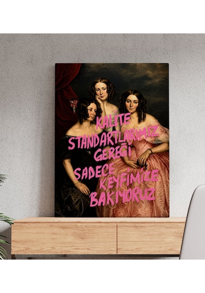 Bk Gift Vintage Klasik Sanat Esprili Sözlü Dekoratif Kanvas Tablo - 43 Çok Renkli